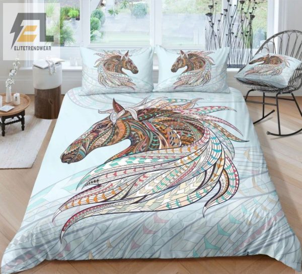 Gallop Into Dreams Funny Tribal Horse Duvet Set elitetrendwear 1