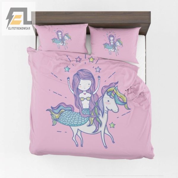 Whimsical Pink Mermaid Unicorn Duvet Dreamy Hilarious Bedding elitetrendwear 1