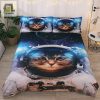 Funny Space Cat Astronaut Duvet Cover Unique Bedding Sets elitetrendwear 1