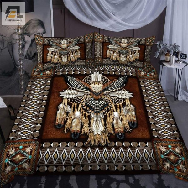 Snooze With Eagles Quirky Native American Bedding Set elitetrendwear 1