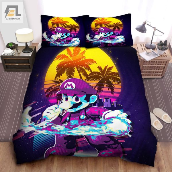 Sleep Like Mario Retro Vice Miami Duvet For Gamers elitetrendwear 1