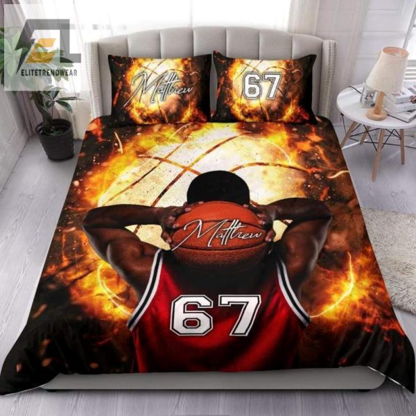 Slam Dunk Sleep Funny Custom Name Basketball Duvet Set elitetrendwear 1