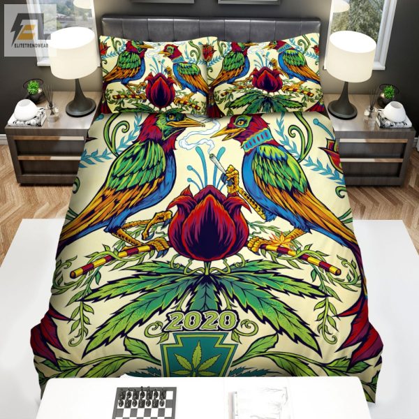 Get High On Comfort Pennsylvania Birds Cannabis Duvet Set elitetrendwear 1