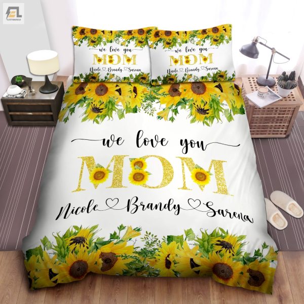 Moms Sunflower Surprise Custom Name Duvetcomfy Quirky elitetrendwear 1