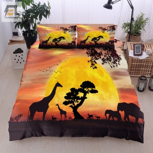 Safari Snooze Comfy African Animals Sunset Bedding Set elitetrendwear 1