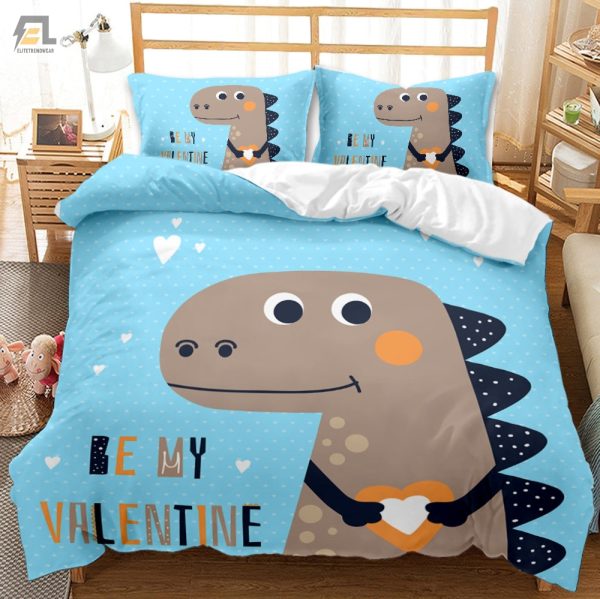 Funny Dino Valentine Duvet Cozy Unique Bedding Sets elitetrendwear 1