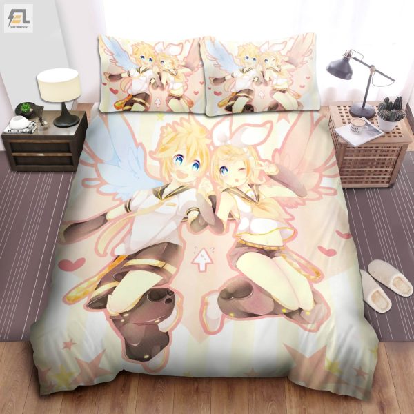 Cuddle With Angels Kagamine Rin Len Fun Bedding Sets elitetrendwear 1