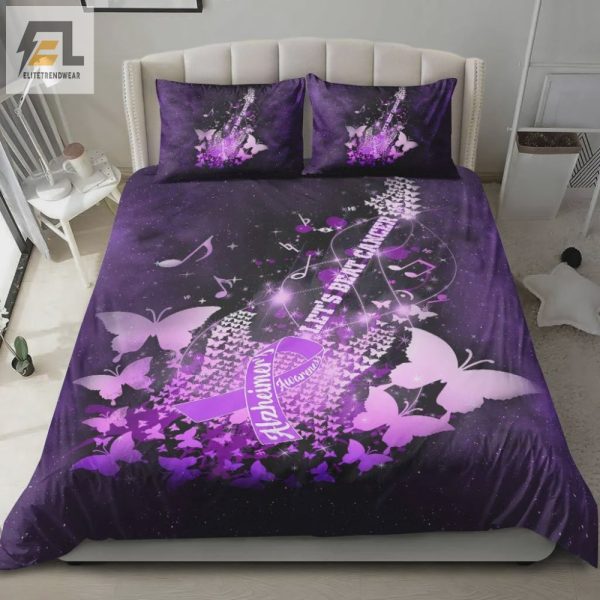 Rock Rest Beat Cancer With Butterfly Guitar Duvet Set elitetrendwear 1