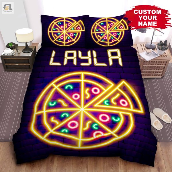 Cheesy Dreams Neon Pizza Duvet Cool Cozy Fun Bedding elitetrendwear 1