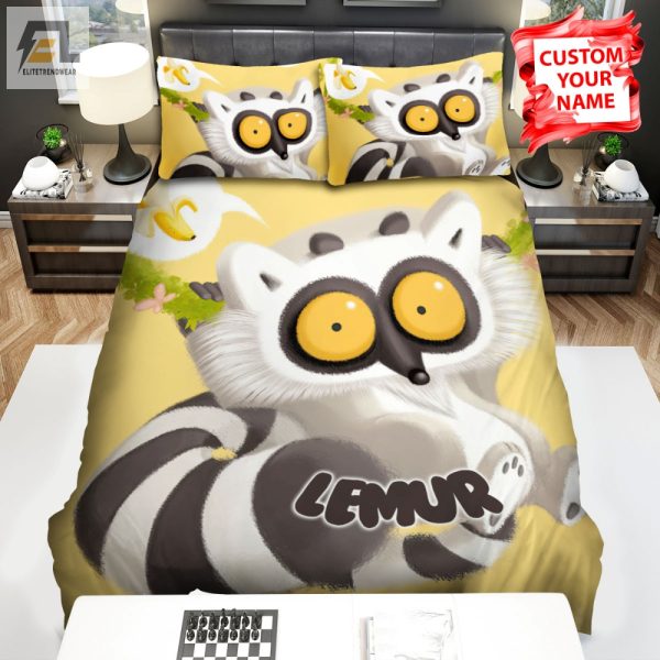 Lemur With Banana Duvet Set Quirky Cozy Bedding elitetrendwear 1