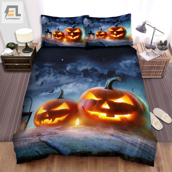 Spooky Snuggles Funny Double Jackolantern Duvet Set elitetrendwear 1