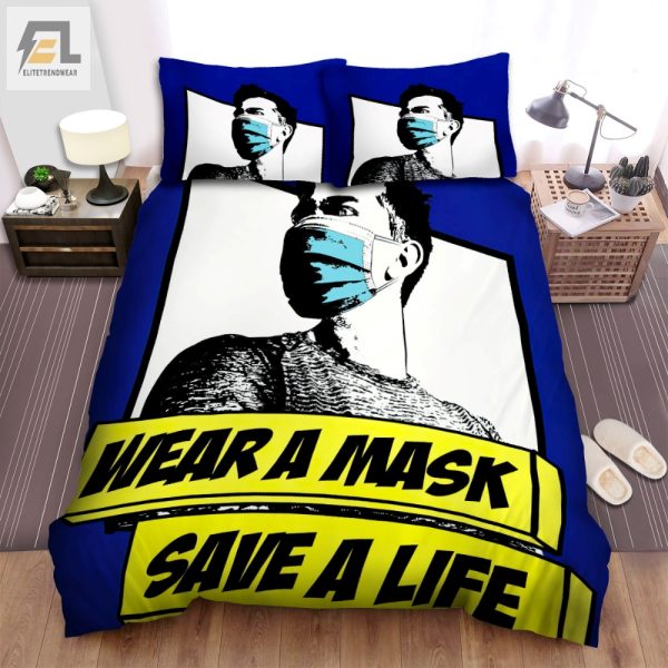 Funny Covid Poster Duvet Set Mask Up Sleep Safe elitetrendwear 1