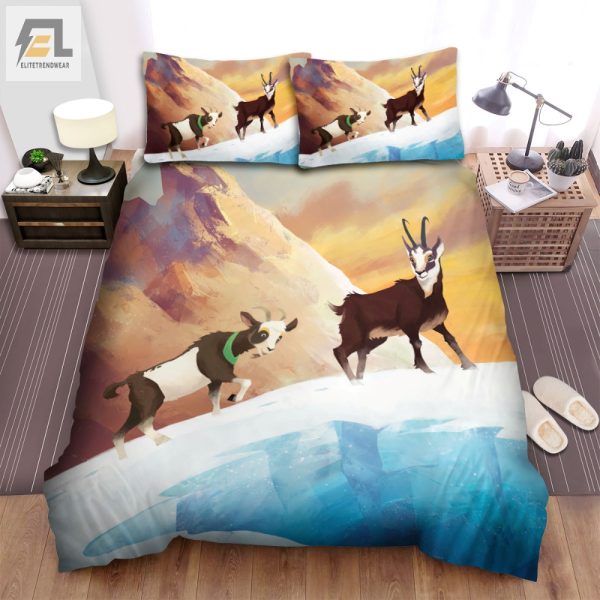 Goattastic Snow Mountain Duvet Cozy Quirky Bedding Set elitetrendwear 1