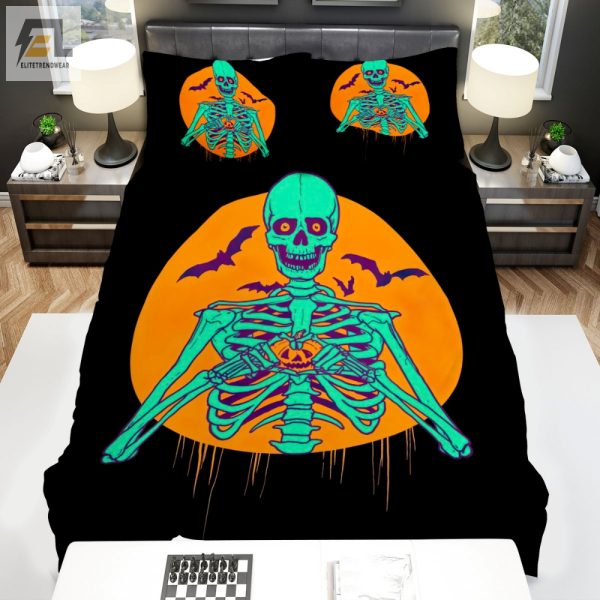 Spooky Snuggles Cozy Skeleton Duvet Sets For Halloween elitetrendwear 1