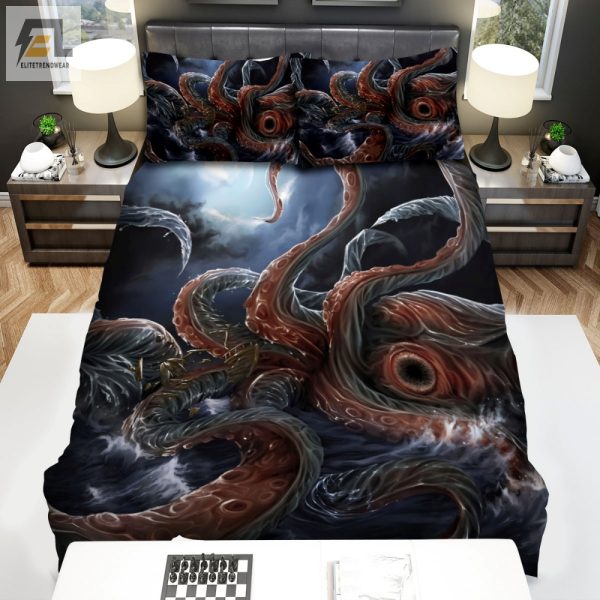 Sleep With A Kraken Moonlit Duvet Cover Bedding Set Fun elitetrendwear 1