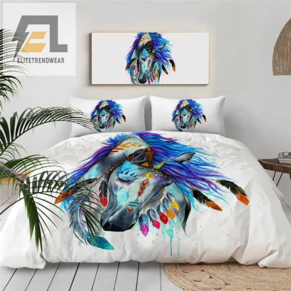 Gallop To Dreams Funny Tribal Horse Duvet Set By Pixie Cold elitetrendwear 1