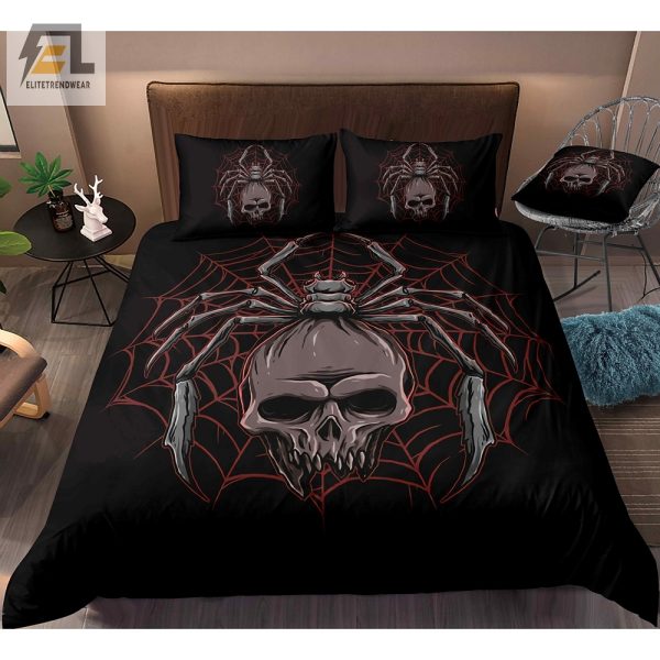 Spooky Chic Skull Spider Duvet Sets For Comfy Creeps elitetrendwear 1