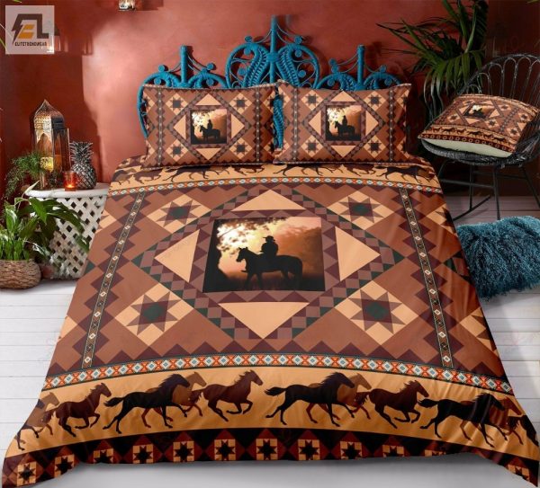 Yeehaw Dreams Cozy Brown Cowboy Duvet Cover Set elitetrendwear 1