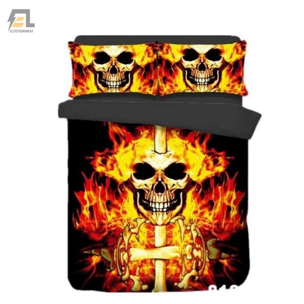 Cuddle With A Flame Skull Comfy 3D Duvet Cover Set elitetrendwear 1