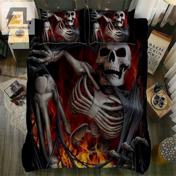 Fiery Skull Duvet Comfy Bedding Sets With Hellish Humor elitetrendwear 1