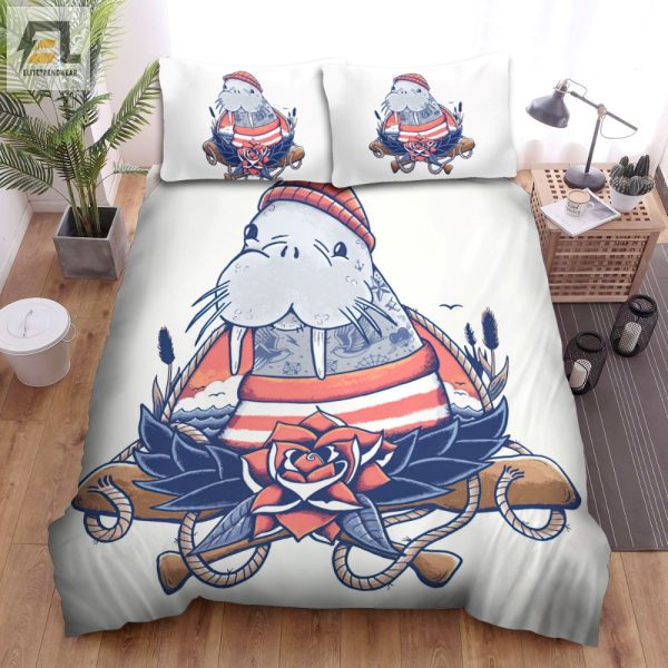 Snuggle With A Sailor Walrus Duvet Cover Cozy Fun elitetrendwear 1