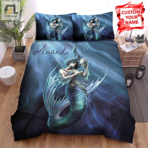 Sleep With The Fishes Funny Mermaid Skull Bedding Set elitetrendwear 1