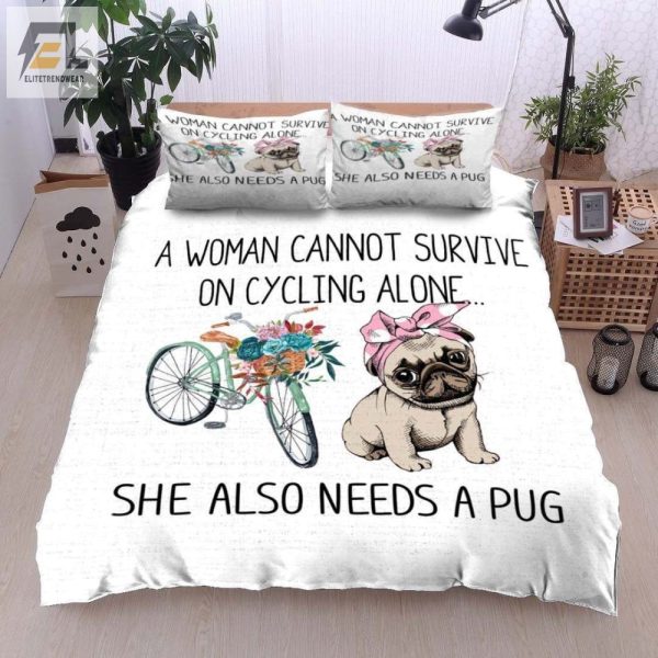 Funny Pug Cycling Duvet Cover Cozy Unique Bedding Set elitetrendwear 1