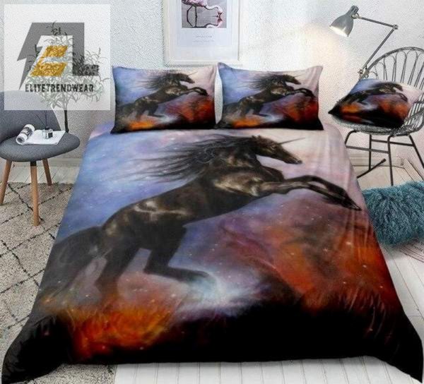 Unicorn Dreams Cozy Comfy Dark Magic Bedding Set elitetrendwear 1