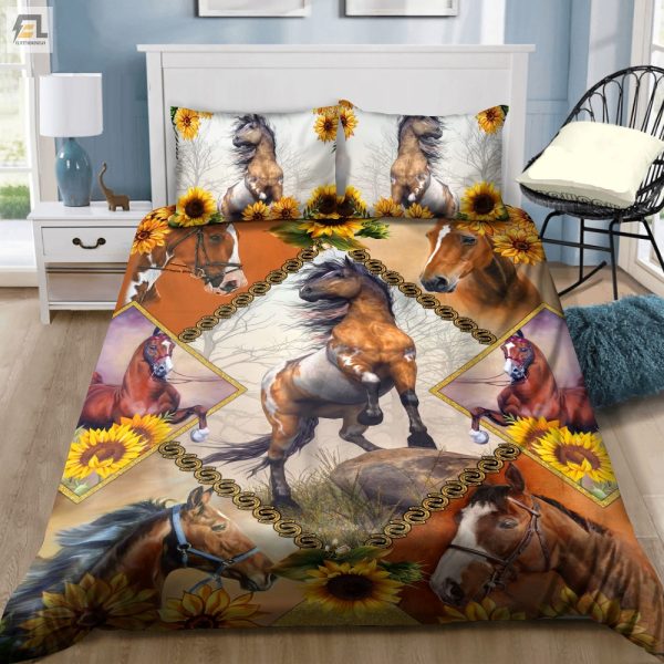 Gallop Into Dreamland Hilarious Horse Sunflower Bedding Set elitetrendwear 1