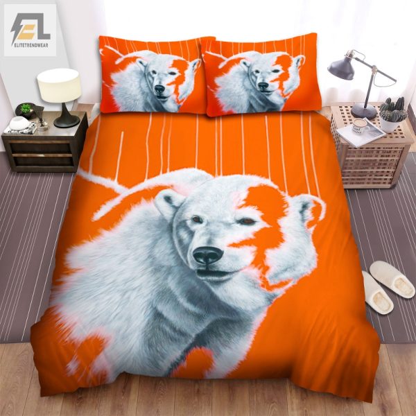 Cozy Up With A Polar Bear In Orange Fur Unique Duvet Set elitetrendwear 1