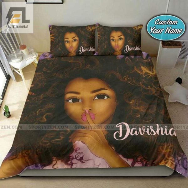 Pillow Talk Sassy Black Hairstyle Lips Duvet Set elitetrendwear 1