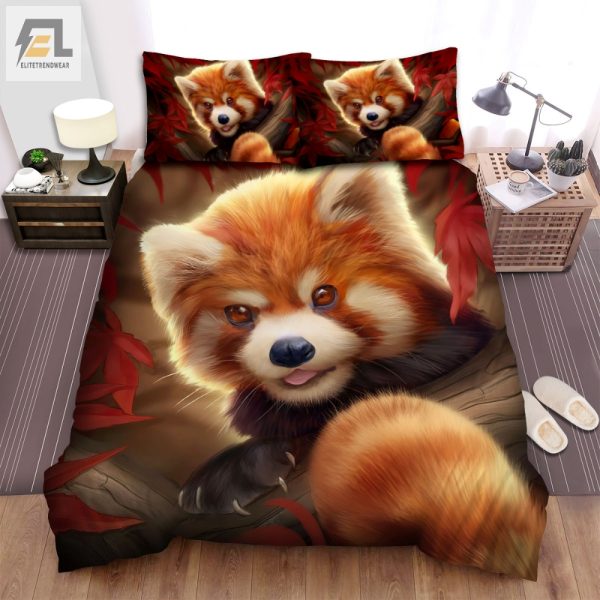 Snuggle With Red Pandas Leaves Wild Cozy Bedding Set elitetrendwear 1