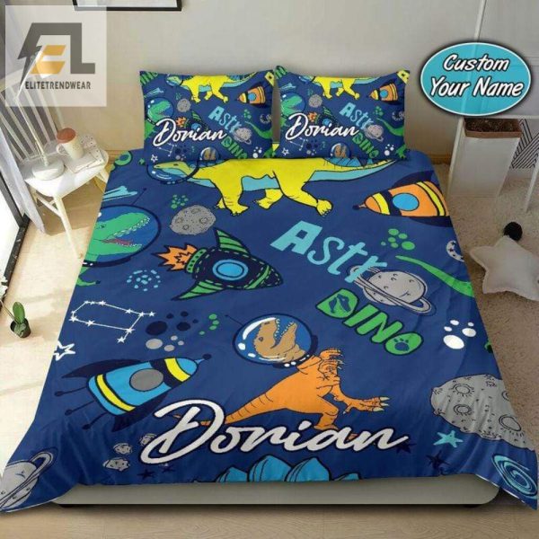 Dinonaut Dreams Custom Name Duvet Sets Blast Off elitetrendwear 1