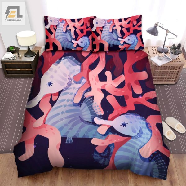 Snuggle With Seahorse Funky Red Coral Bedding Set elitetrendwear 1