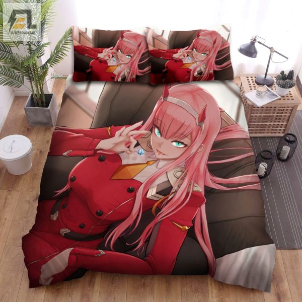 Snuggle With Zero Two Lollipop Unique Duvet Cover Set elitetrendwear 1