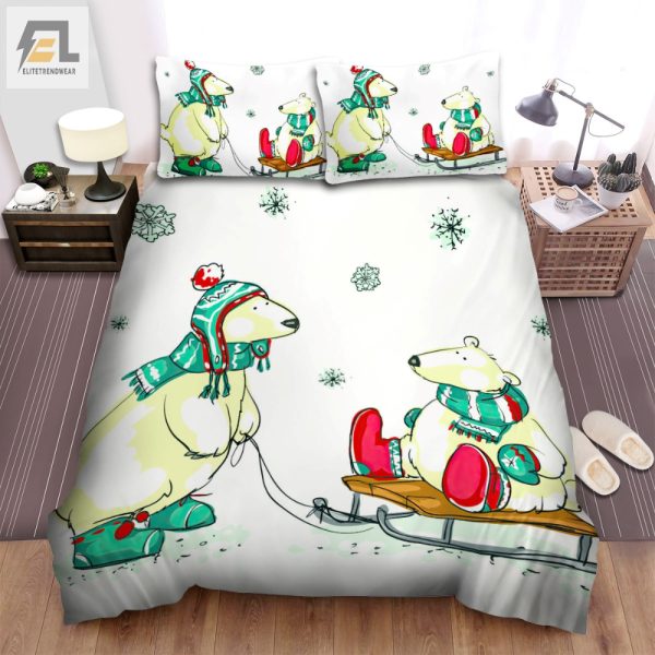 Snug As A Polar Bear Funny Christmas Sleigh Duvet Set elitetrendwear 1