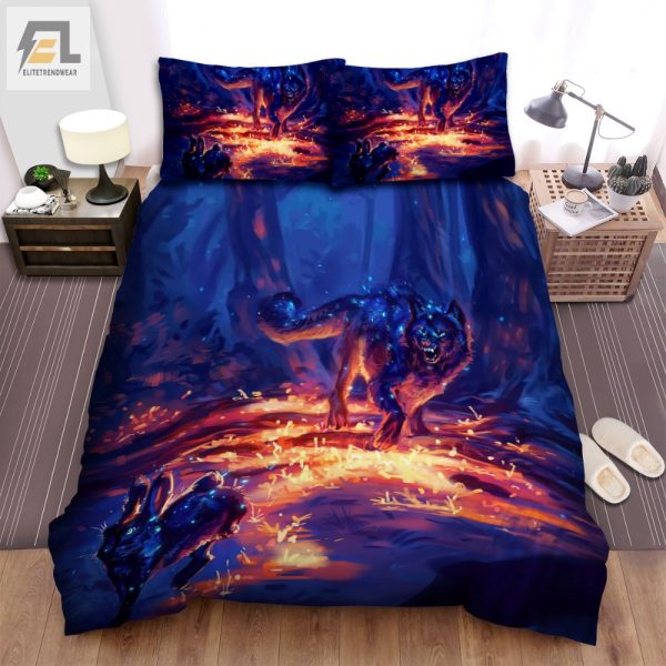 Run Away To Comfort Quirky Rabbit Vs. Wolf Duvet Set elitetrendwear 1