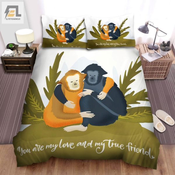 Funny Unique Monkey Love Duvet Cover Cozy Bedding Set elitetrendwear 1