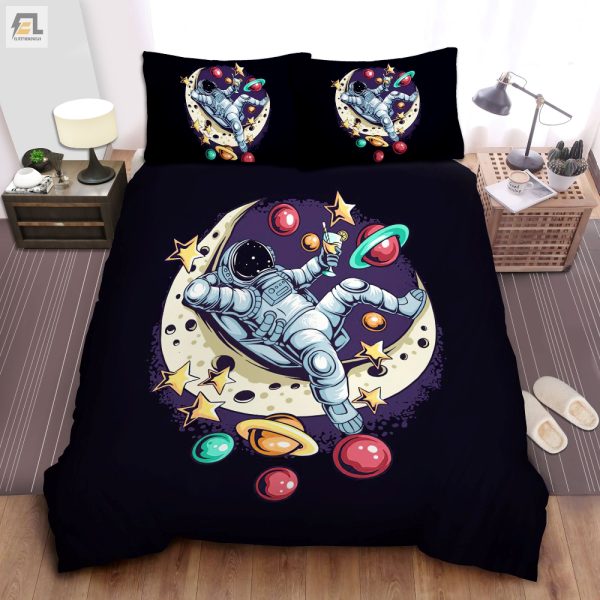 Chill Moon Astronaut Duvet Fun Cozy Bedding For Dreamers elitetrendwear 1