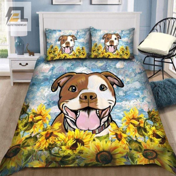 Pawsome Pit Bull Sunflower Duvet Comfort Wrapped In Charm elitetrendwear 1