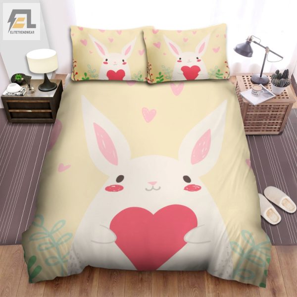 Funny White Rabbit Heart Duvet Unique Cozy Bedding Set elitetrendwear 1