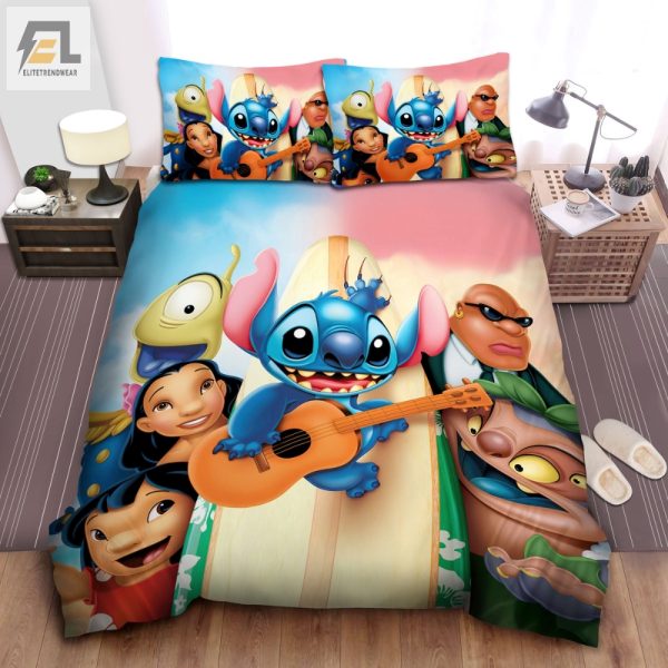 Snuggle With Stitch Surfing Board Duvet Cover Set elitetrendwear 1