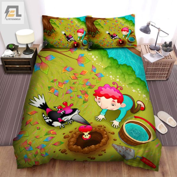 Wild Woodpecker Apple Tree Duvet Quirky Cozy Bedding Set elitetrendwear 1