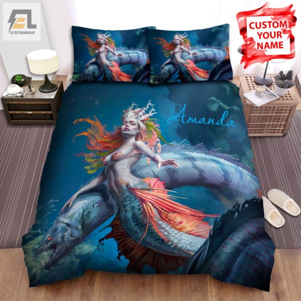 Snuggle Under Sea Monsters Funny Mermaid Pet Bedding Set elitetrendwear 1