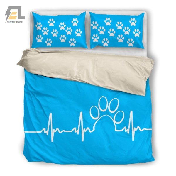 Pawsitively Cozy Funny Blue Heartbeat Duvet Sets elitetrendwear 1