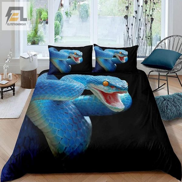 Snuggle With A Snake Comfy Blue Black Duvet Set elitetrendwear 1