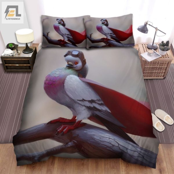 Snuggle Like A Superpigeon Quirky Pigeon Red Cape Bedding elitetrendwear 1