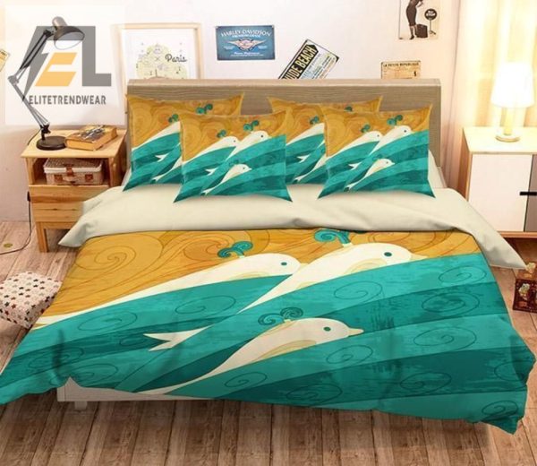 Sleep With Dolphins Comfy Ocean Painting Duvet Set elitetrendwear 1