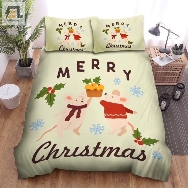 Funny Festive Duvet Set Mouse Lifts Cupcake Christmas Bedding elitetrendwear 1