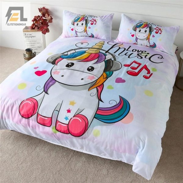 Snuggle With Unicorns Adorable Rainbow Music Bedding Bliss elitetrendwear 1